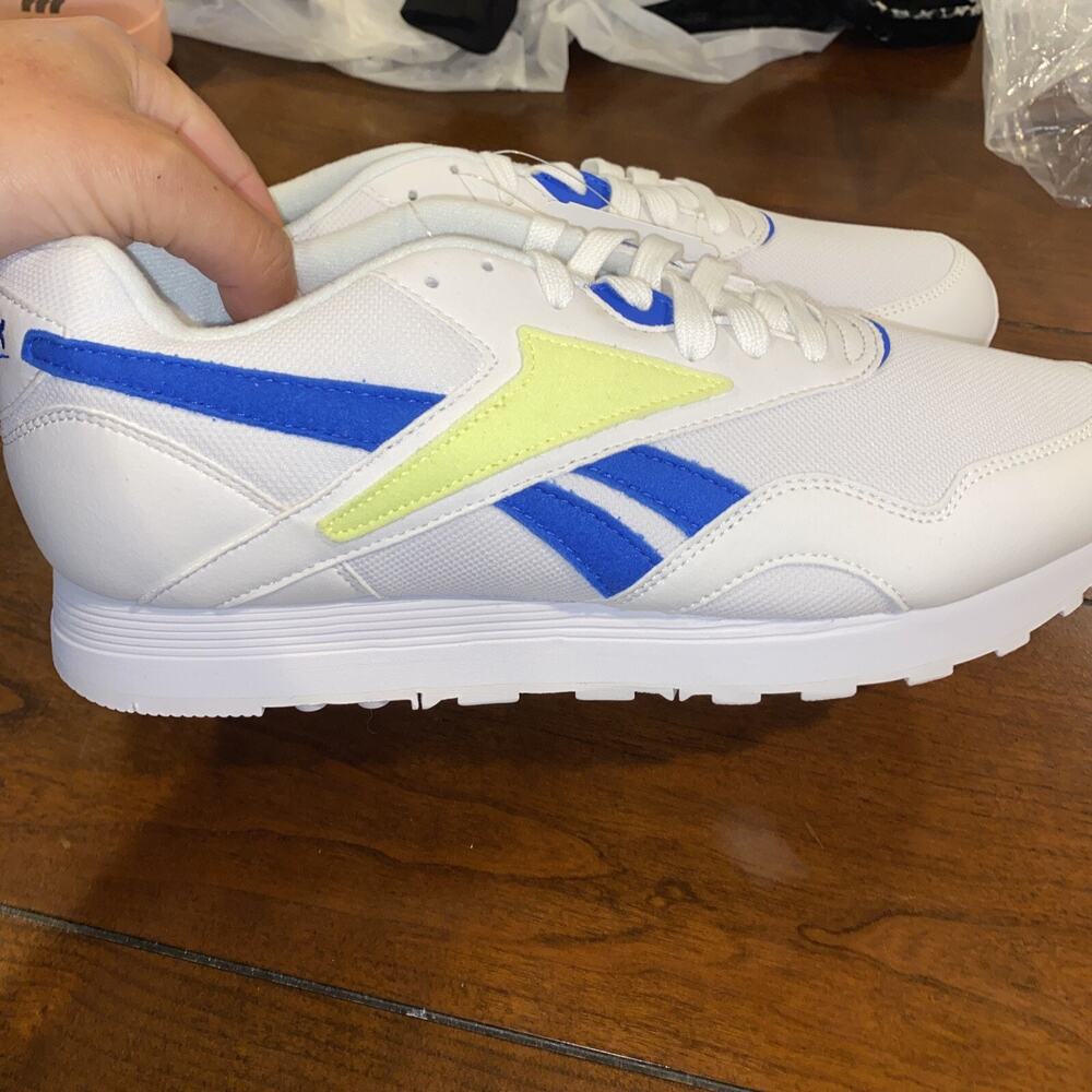 Mens Reebok Rapide Mu Running Gym Sneaker Shoe White/vital Blue/ Lemon Sz 9 New